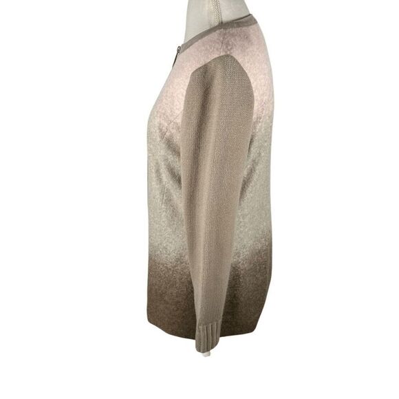 Conrad C Collection Pink & Tan Ombre Knit Zip Jacket Chic Spring Cardigan Size 8 - Picture 2 of 10